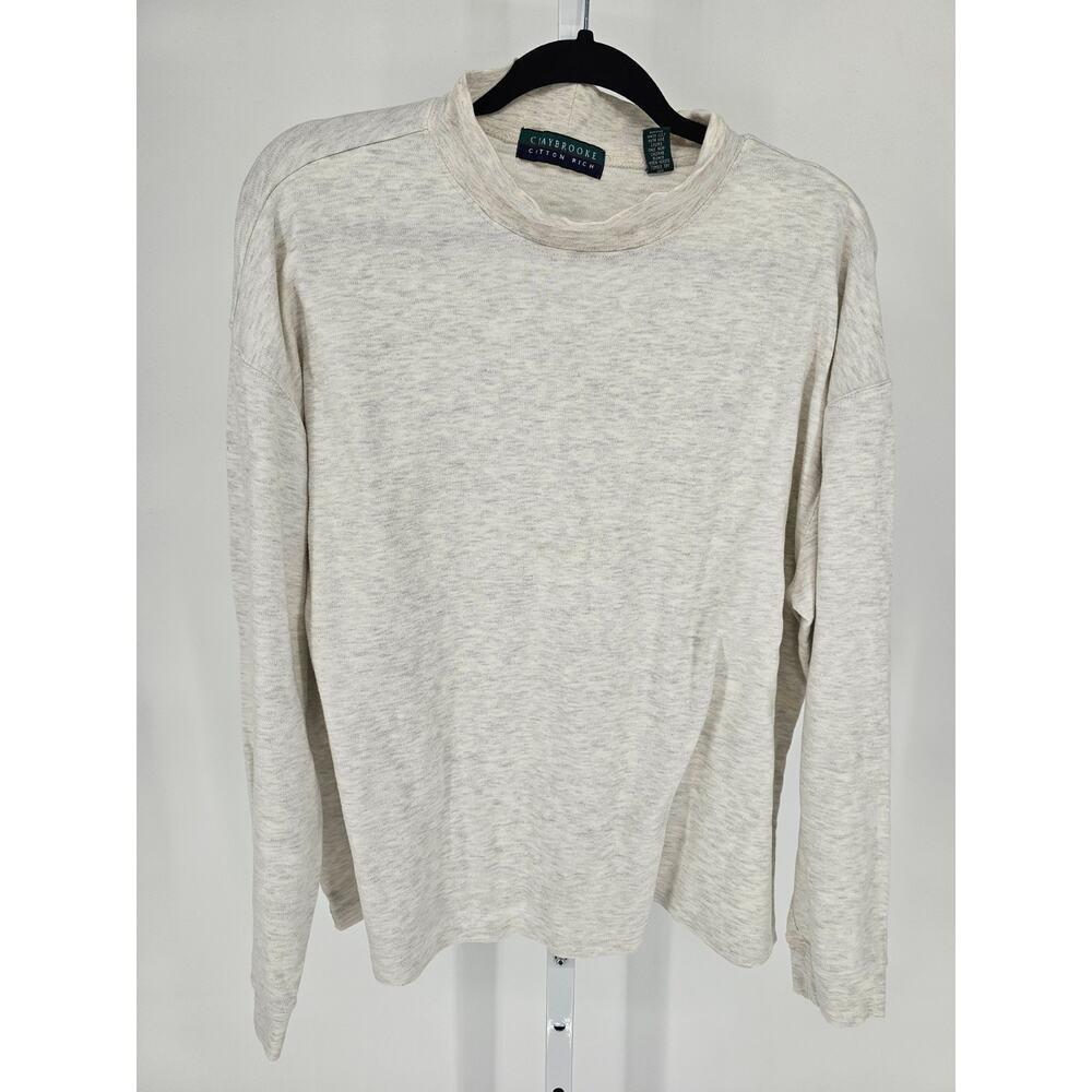 Claybrooke Mens Sz XXL Long Sleeve Mock Neck T Shirt Cream Heathered